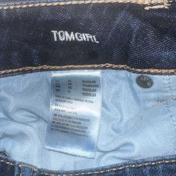American Eagle Outfitters Tomgirl Distressed Jeans Women’s 00 Regular Blue Denim - Picture 6 of 9